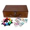 WE Games Mexican Train Dominoes with Wooden Treasure Box - White Tiles with Colored Pips - Thick Size